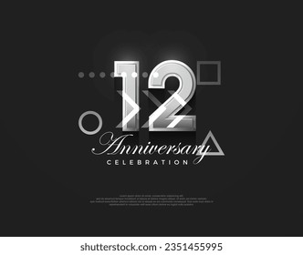 12th anniversary number, modern elegant and simple. Premium vector background for greeting and celebration.