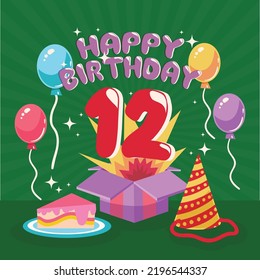 12th birthday greeting card template