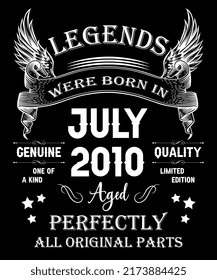 12th Birthday Vintage Legends Born In July 2010 12 Years Old