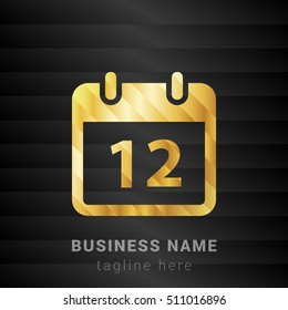 12th Calendar Gold and Black silk fashion premium icon / Logo
