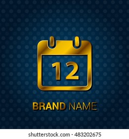 12th Calendar Royal Golden & Blue Metallic Premium Corporate Logo / Icon