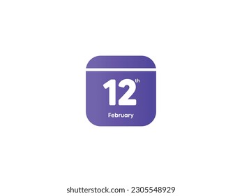 12th February calendar date month icon with gradient color, flat design style vector illustration