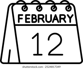 12. Februar Linie Vektor Icon Design