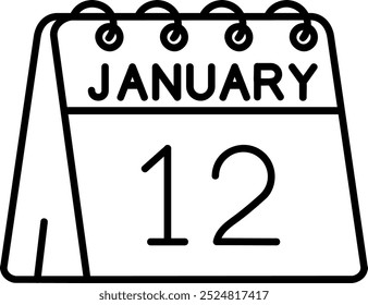 12th of January Line vector Icon Design