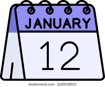 12th of January Line vector Icon Design