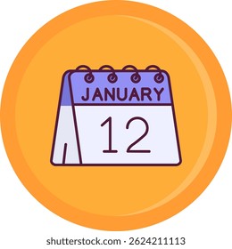 12. Januar Linie Vektor Icon Design