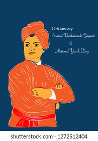 12th January Swami Vivekananda Jayanti illustration vector image