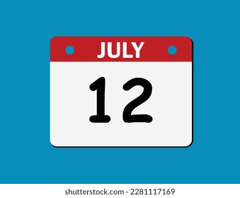 12th July calendar icon. July 12 calendar Date Month icon vector illustrator. calendar icon. svg