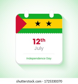 12th July, Independence day of Sao Tome and Principe. Classic country independence day calendar concept vector illustration. svg