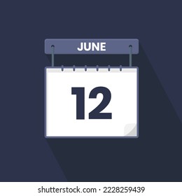 12th June calendar icon. June 12 calendar Date Month icon vector illustrator