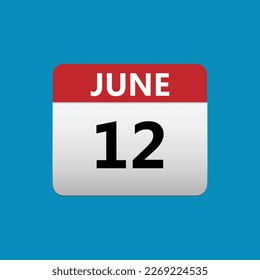 12th June calendar icon. June 12 calendar Date Month icon