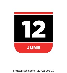 12. Juni Kalender Vektorsymbol. Monogramm vom 12. Juni.