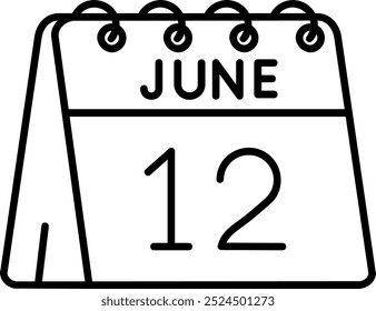 12th of June Line vector Icon Design
