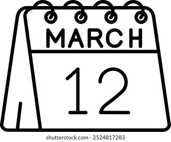 12 de marzo Línea Vector Icon Design
