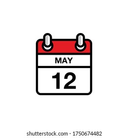 12th of May flat day of the month calendar icon. Date and time schedule concept. Vector illustration design
