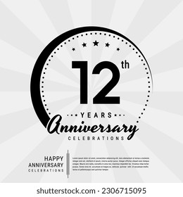 12th year anniversary design template. vector template illustration