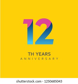 12th Year Anniversary Vector Template Design Illustration.