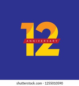 12th Year Anniversary Vector Template Design Illustration.