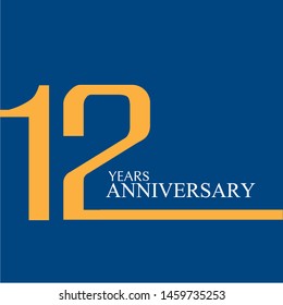 12Year Anniversary Vector Template Design Illustration