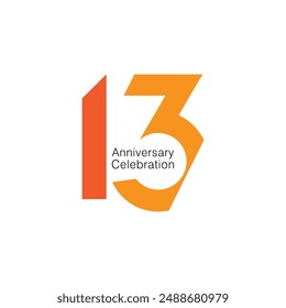 13, 13th Years Anniversary Logo, 13th birthday, Vector Template Design element for invitation, wedding, jubilee and greeting card illustration.