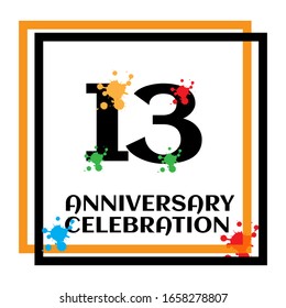 13 anniversary logo vector template. Design for banner, greeting cards or print
