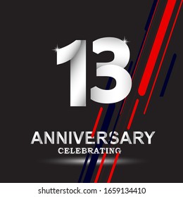 13 Jubiläum Logo-Vektorillustration Vorlage. Design für Banner, Grußkarten oder Print