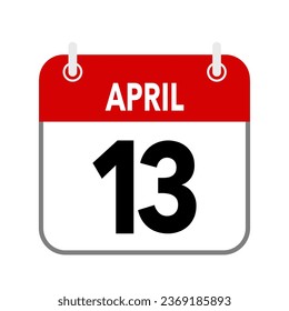 13 April, calendar date icon on white background.