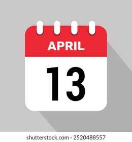 13 april calendar icon vector illustration graphic design