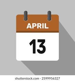 13 april calendar icon vector month date number illustration design