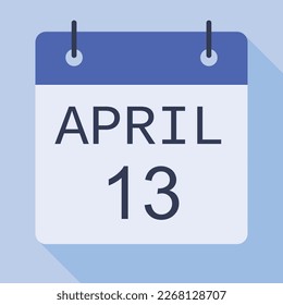 13 April Calendar, Vector Calendar.