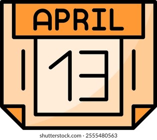 13 April Filled Style Icon Design