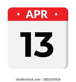 13 April flat style calendar icon, vector illustration