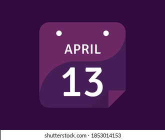 Icono del 13 de abril Icono del calendario de un solo día Ilustración vectorial