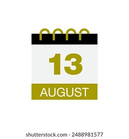 13 august calendar date icon vector eps