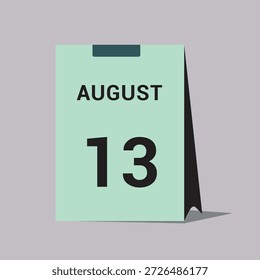 13 august calendar date icon minimal desk calendar vector illustration