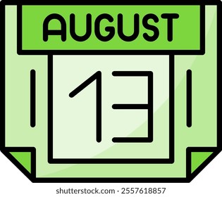 13 August Filled Style Icon Design