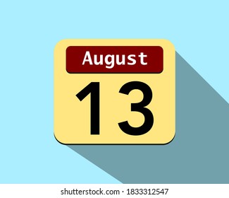 13 August - Vector art of an icon of a calendar