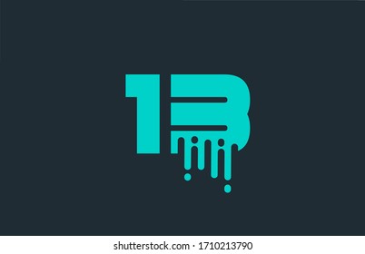 13 blue number logo icon with line design for business and company