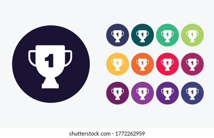 13 circles set in different colors with trophy icon on white background.