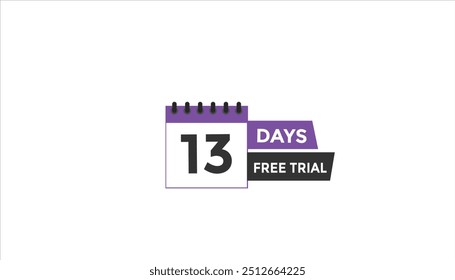 13 days free trial Countdown number banner templates. time icon. Vector Illustration 