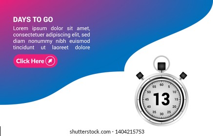 13 days to go banner. flat style. days to go concept 