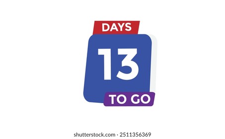 13 días para ir Cuenta regresiva número Anuncio Plantillas. Ilustración vectorial 