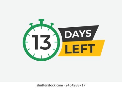 13 days to go countdown template. 13 day Countdown left days banner design. 13 Days left countdown timer