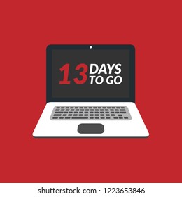 13 days to go label,sign,button. Vector stock illustration.