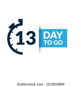 13 days to go label,sign,button. Vector stock illustration.