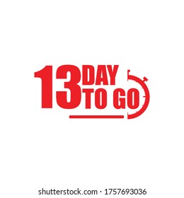 13 days to go label,sign,button. Vector stock illustration