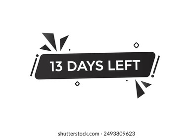 13 days left, icon, stile, timer, countdown, clock, time,  background, template, 13 days left countdown, sticker, left banner, business, sale, label button
