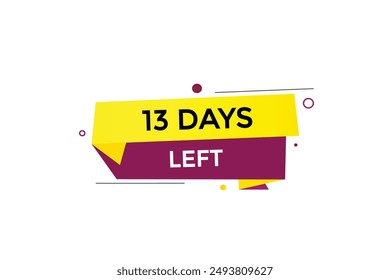 13 days left, icon, stile, timer, countdown, clock, time,  background, template, 13 days left countdown, sticker, left banner, business, sale, label button
