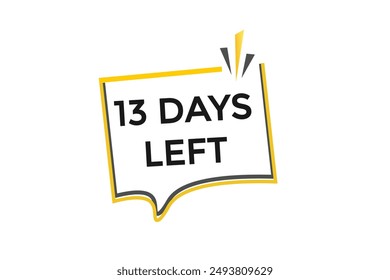 13 days left, icon, stile, timer, countdown, clock, time,  background, template, 13 days left countdown, sticker, left banner, business, sale, label button
