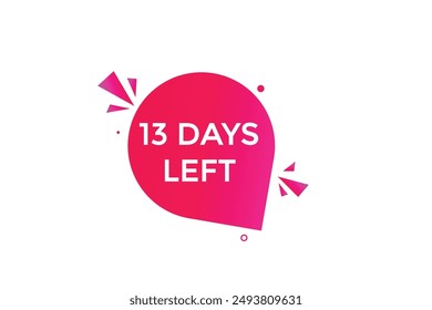 13 days left, icon, stile, timer, countdown, clock, time,  background, template, 13 days left countdown, sticker, left banner, business, sale, label button
